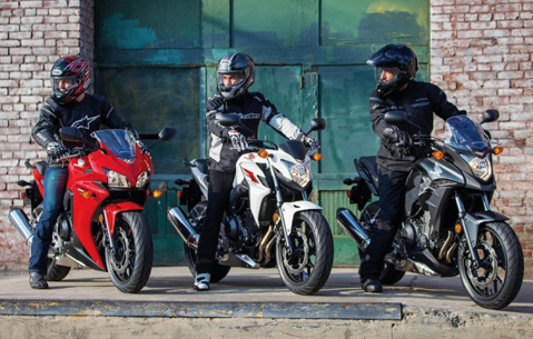 Bộ ba Honda CBR500R, Honda CB500F và Honda CB550X.