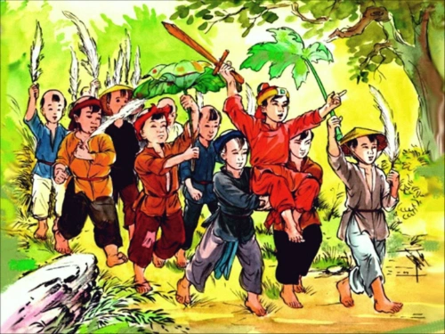 Tranh minh họa Đinh Bộ Lĩnh hồi còn nhỏ. Ảnh: Youtube