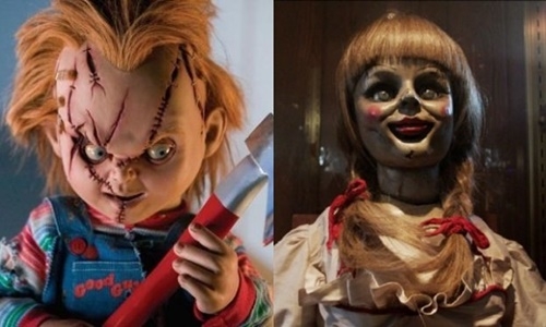 Búp bê Chucky (trái) và Annabelle là hai nhân vật nổi tiếng trong phim kinh dị Mỹ. Ảnh: Pop Culture.