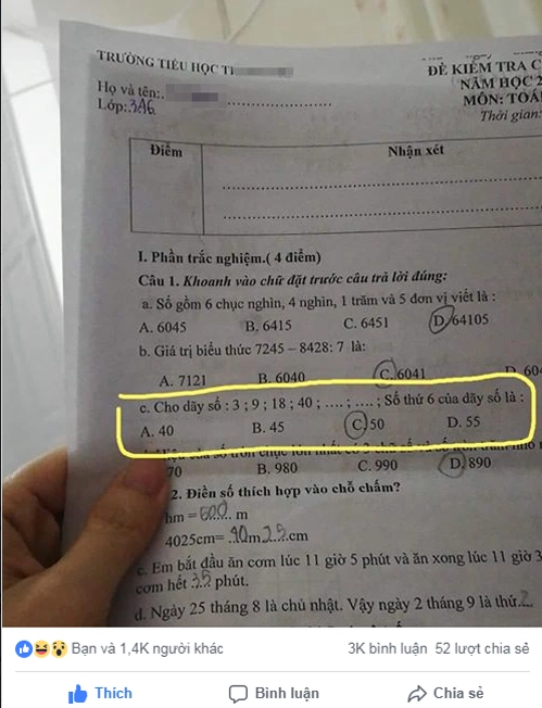 Bài toán nhận được hàng nghìn lượt thích và bình luận.