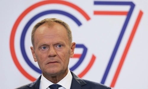 Chủ tịch Hội đồng EU Donald Tusk tại buổi họp báo trong khuôn khổ hội nghị G7 ở Biarritz, Pháp ngày 24/8. Ảnh: AFP.