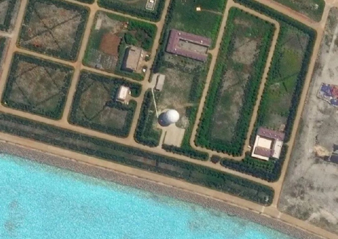 Vòm radar xuất hiện tại đá Vành Khăn, quần đảo Trường Sa, Việt Nam, ngày 5/6. Ảnh: AMTI.