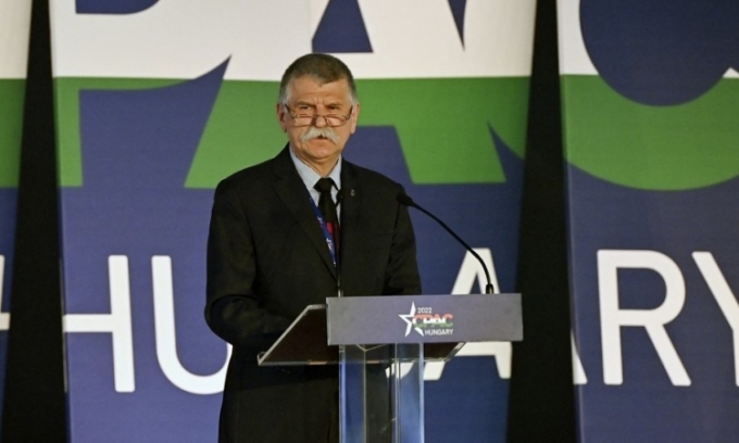 Chủ tịch Quốc hội Hungary Laszlo Kover tại Budapest hôm 20/5. Ảnh: AFP.