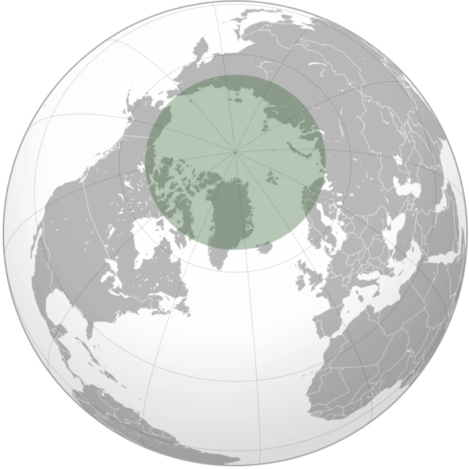 Vùng cực bắc. Đồ họa: Wikimedia.