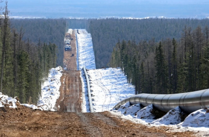 Đường ống Sức mạnh Siberia đang xây dựng. Ảnh: Gazprom