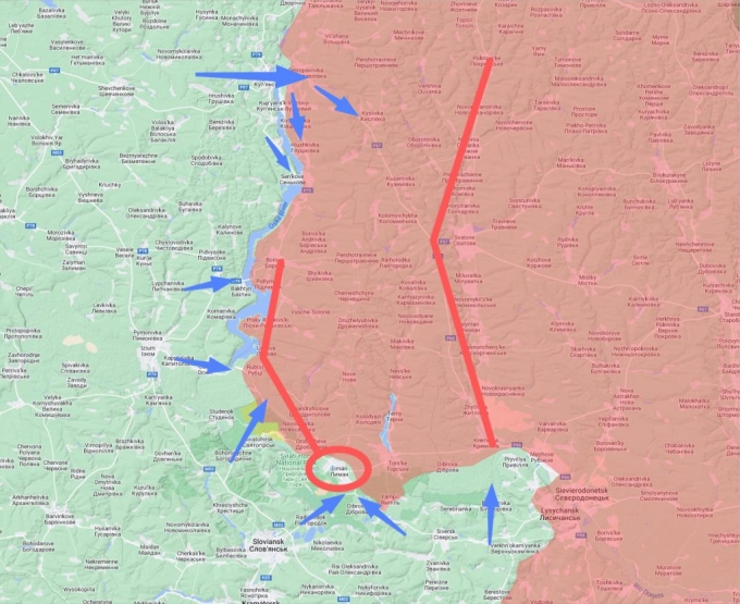 Các mũi tiến công của Ukraine dọc sông Oskil ở Kharkov. Đồ họa: Ejercitos.