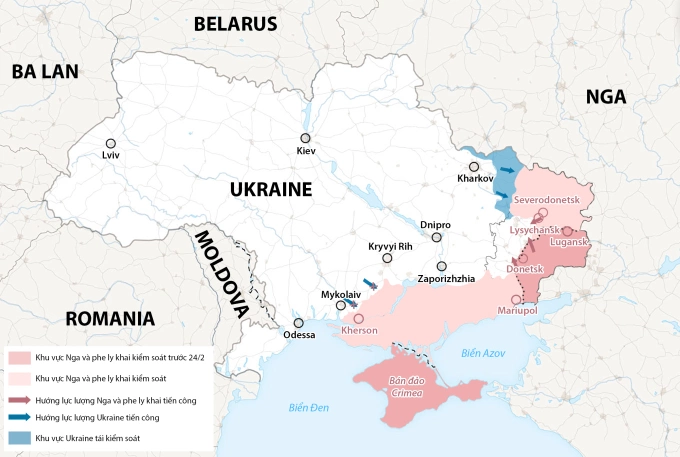 Cục diện chiến trường Ukraine. Đồ họa: WP.
