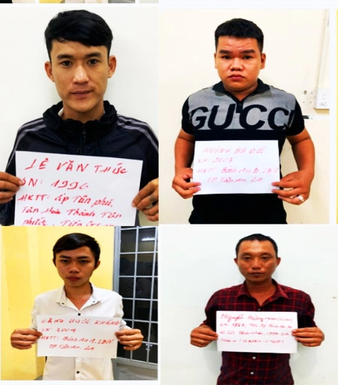 Bốn nghi phạm truy sát tại bệnh viện Đa khoa Long An bị bắt giữ. Ảnh: Nam An