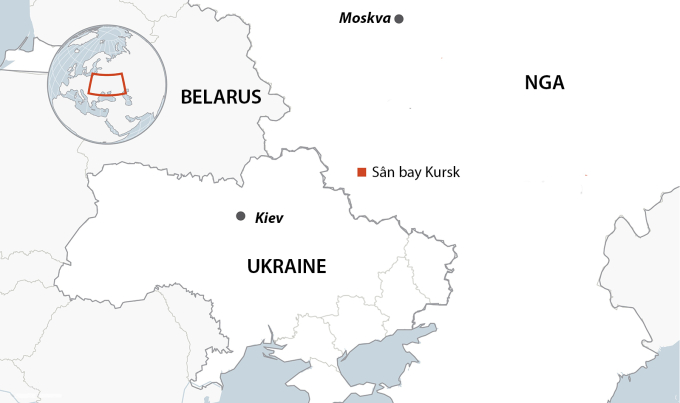 Vị trí sân bay Kursk. Đồ họa: AP.