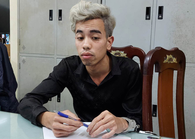 Hoàng Văn Thành tại cơ quan điều tra. Ảnh: Thu Hoà