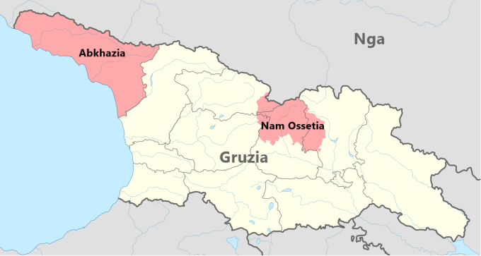 Vị trí của Nam Ossetia và Abkhazia. Đồ họa: Wikimedia Commons.
