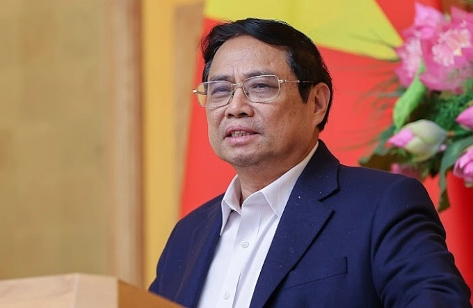 Thủ tướng Phạm Minh Chính chủ trì họp Thường trực Chính phủ với lãnh đạo TP HCM, sáng 27/2. Ảnh: Nhật Bắc