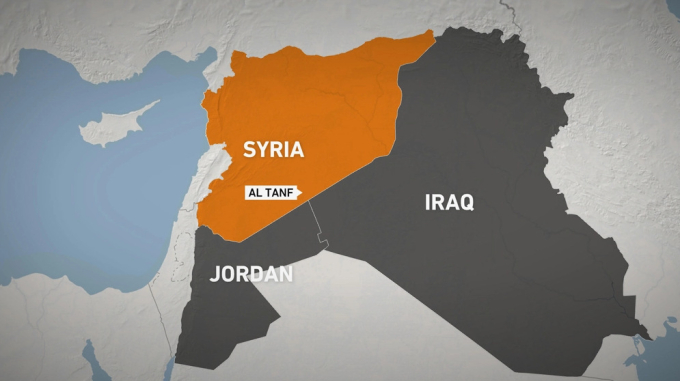 Vị trí căn cứ Al Tanf ở miền nam Syria. Đồ họa: Al Jazeera.