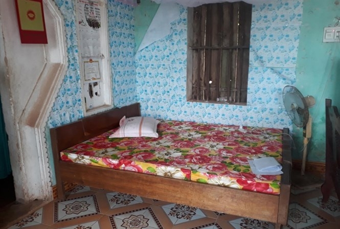 Chiếc giường bà Vui nằm khi bị sát hại. Ảnh: Nguyễn Trường