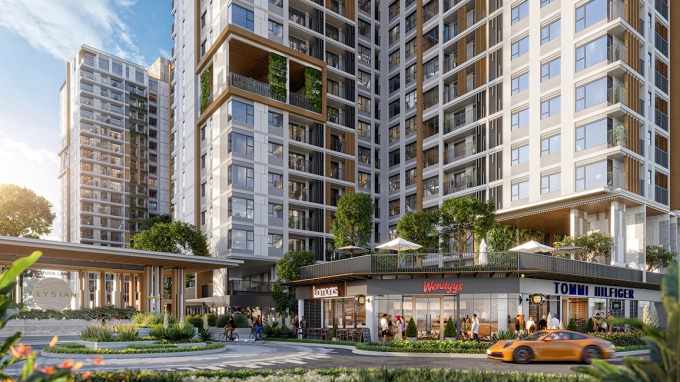 Shophouse tại khối đế các tòa nhà phù hợp cho hoạt động mua sắm và thư giãn. Ảnh phối cảnh: Gamuda Land