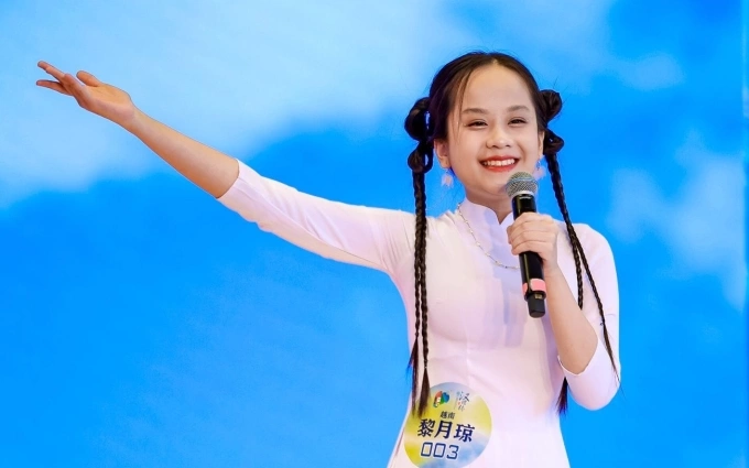 Nguyệt Quỳnh tại cuộc thi Nhịp cầu Hán ngữ 2023. Ảnh: Nhân vật cung cấp