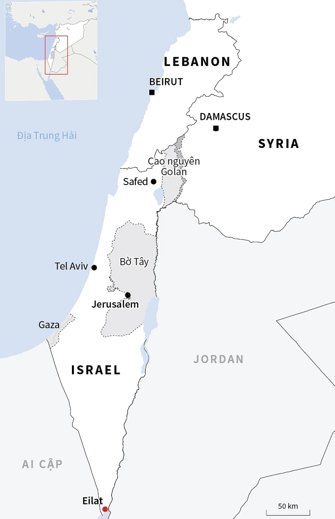 Vị trí thành phố Safed, miền bắc Israel. Đồ họa: AFP