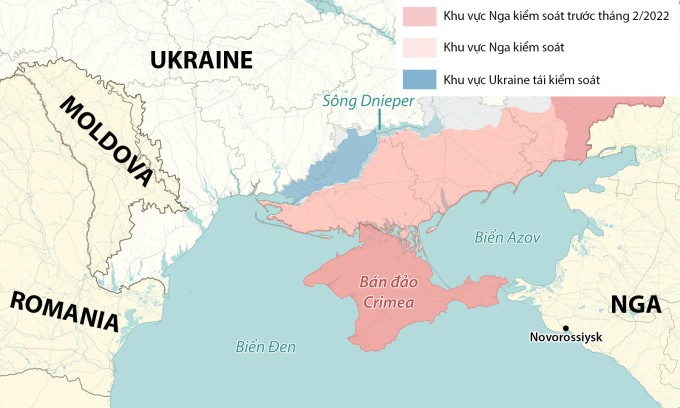 Vị trí cảng Novorossiysk của Nga. Đồ họa: RYV