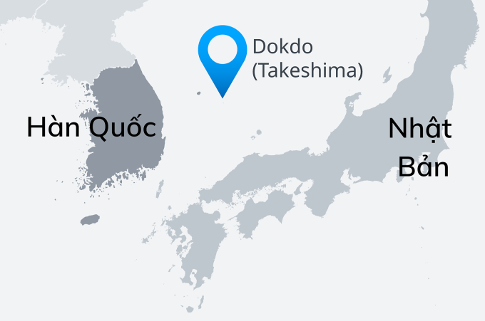 Vị trí nhóm đảo Dokdo/Takesshima. Đồ họa: DW.