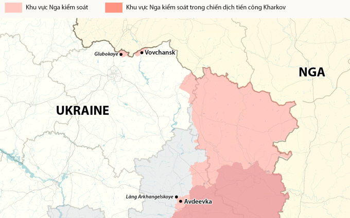 Vị trí một số khu dân cư tại tỉnh Kharkov và Donetsk. Đồ họa: RYV