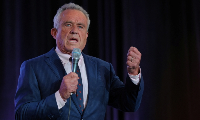 Ứng viên tổng thống Mỹ độc lập Robert F. Kennedy Jr. phát biểu tại Washington ngày 24/5. Ảnh: Reuters