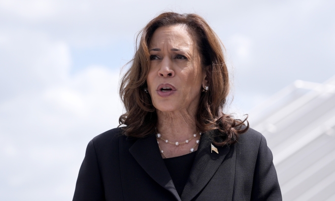 Phó tổng thống Mỹ Kamala Harris tại Houston ngày 1/8. Ảnh: AP