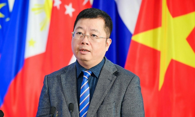 Thứ trưởng Thông tin và Truyền thông Nguyễn Thanh Lâm tại hội thảo tháng 12/2023. Ảnh: Báo Nhân dân