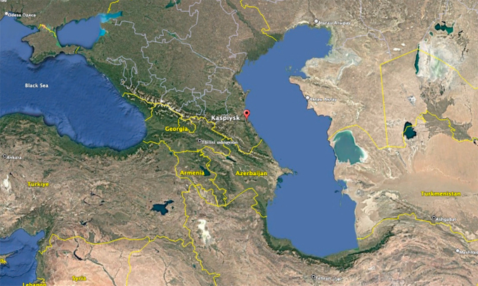 Vị trí thành phố Kaspiysk, Cộng hòa Dagestan thuộc Nga. Đồ họa: Google