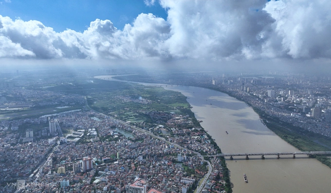 Một góc huyện Gia Lâm nhìn từ trên cao. Ảnh: Ngọc Thành