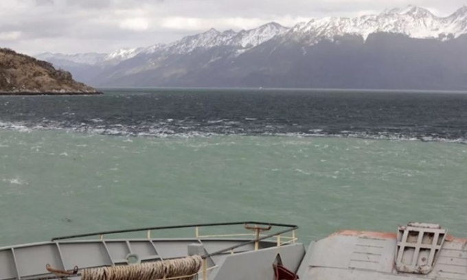 Nơi giao nhau giữa Thái Bình Dương và Đại Tây Dương ở eo biển Beagle tại Tierra del Fuego, Chile. Ảnh:Dea