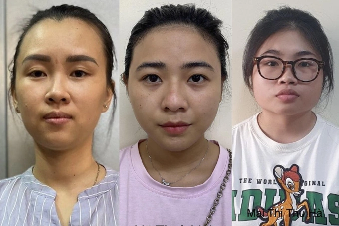 Bị can Hồng Hạnh, Linh, Hà (từ trái qua). Ảnh: Bộ Công an