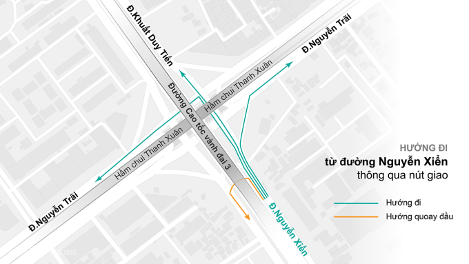 Phương án các phương tiện đi từ đường Xiển. Đồ hoạ:Hoàng Chương