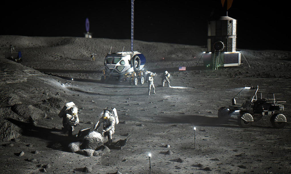Mô phỏng hoạt động của con người trên Mặt Trăng. Ảnh: NASA