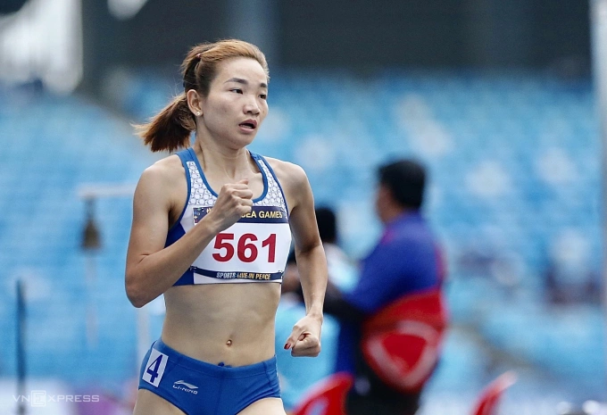 Nguyễn Thị Oanh thi đấu tại SEA Games 32. Ảnh: Hiếu Lương