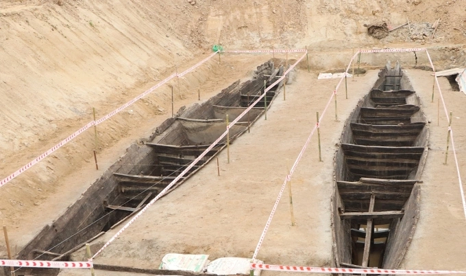 Đôi thuyền cổ ở Bắc Ninh. Ảnh: UBND tỉnh Bắc Ninh