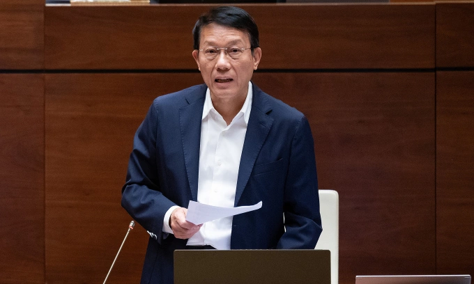 Đại tướng Lương Tam Quang, Bộ trưởng Công an, phát biểu sáng 24/5. Ảnh: Phạm Thắng