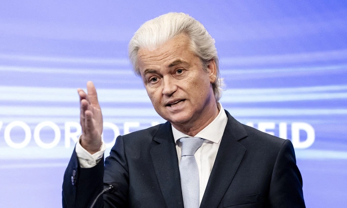 Ông Geert Wilders tại sự kiện ở The Hague ngày 26/5. Ảnh: AFP
