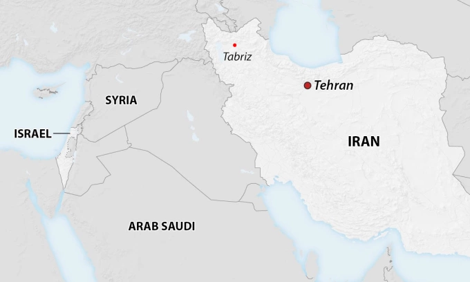 Vị trí thành phố Tabriz. Đồ họa: CNN