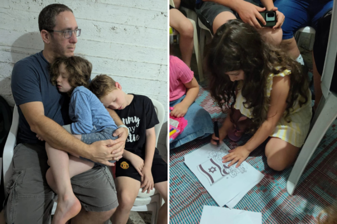 Trẻ em lánh dưới hầm trú bom trong đêm ở Rehovot, Israel. Ảnh: CNN