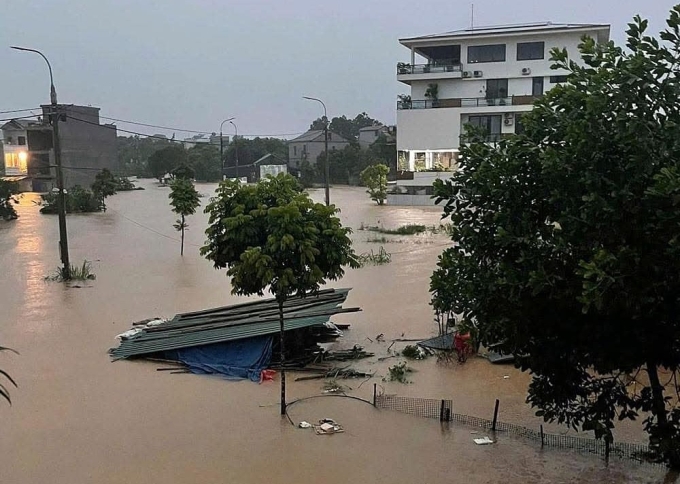Rain caused flooding in Thai Nguyen province on June 21. Photo: Thai Nguyen