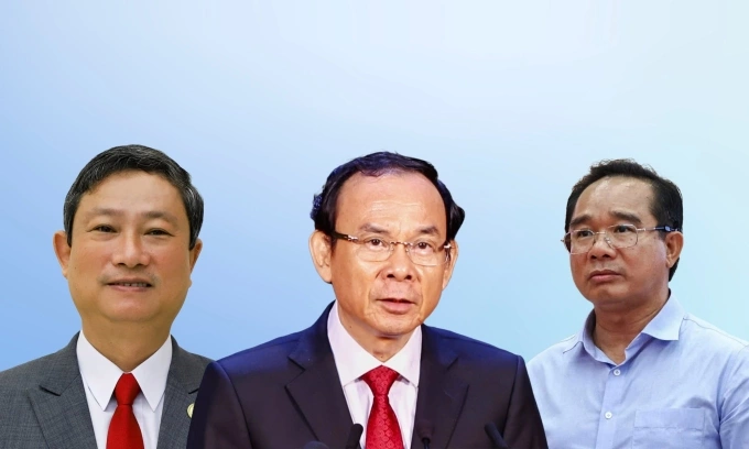 Từ trái qua: Chủ tịch HĐND TP HCM Võ Văn Minh, Bí thư Thành ủy Nguyễn Văn Nên, Chủ tịch UBND thành phố Nguyễn Văn Được. Ảnh: Tư liệu