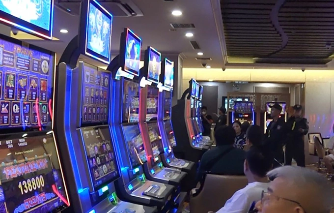 Bên trong xới bạc King Club. Ảnh: Công an cung cấp