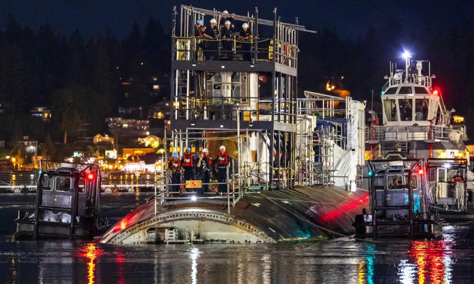 Tàu ngầm USS Connecticut tại xưởng đóng tàu Puget Sound ở Bremerton năm 2023. Ảnh: USN