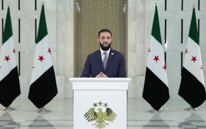 Tổng thống lâm thời Syria Ahmed al-Sharaa phát biểu trên truyền hình quốc gia ngày 17/7. Ảnh: Times of Israel