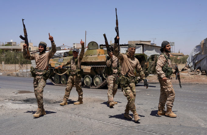 Lực lượng an ninh Syria ở thành phố Sweida, tỉnh Sweida ngày 16/7. Ảnh: Reuters