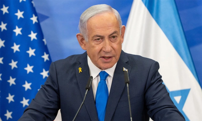 Thủ tướng Israel Benjamin Netanyahu phát biểu tại buổi họp báo ở Jerusalem ngày 16/2. Ảnh: Reuters