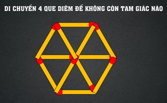 Lưu ý, người giải chỉ được phép di chuyển 4 que diêm, không vứt, bẻ gãy hay xếp chồng diêm lên nhau.