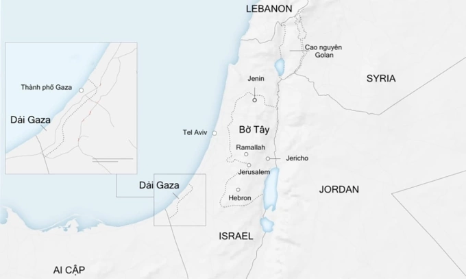 Vị trí Dải Gaza. Đồ họa: CNN