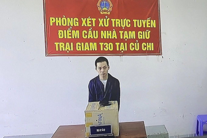 Bị cáo Trịnh Hùng Mạnh tại Trại giam T30, Củ Chi. Ảnh: Chụp màn hình