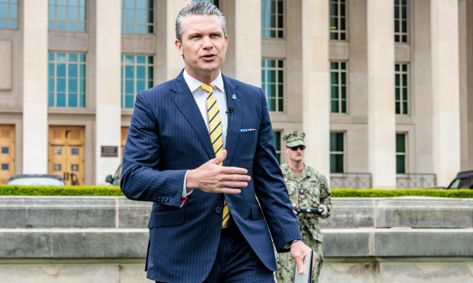 Bộ trưởng Quốc phòng Mỹ Pete Hegseth tại Lầu Năm Góc hôm 10/7. Ảnh: US Marine